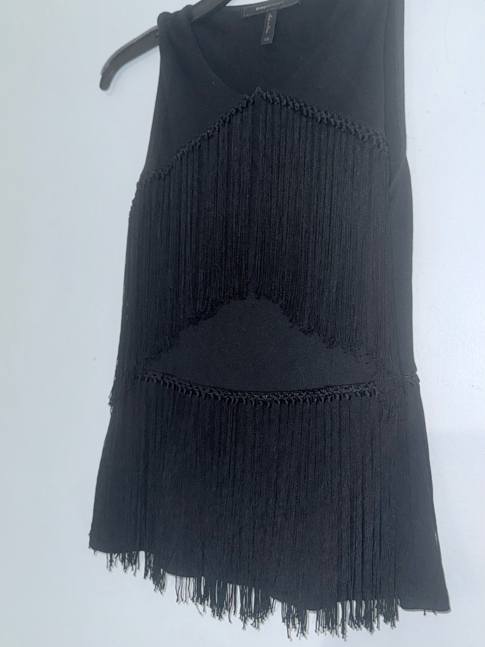 BCBGMaxAzria Black Fringe Top